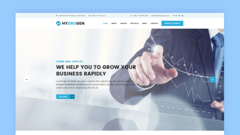 Hydrogen – Corporate & Business Website Psd Template