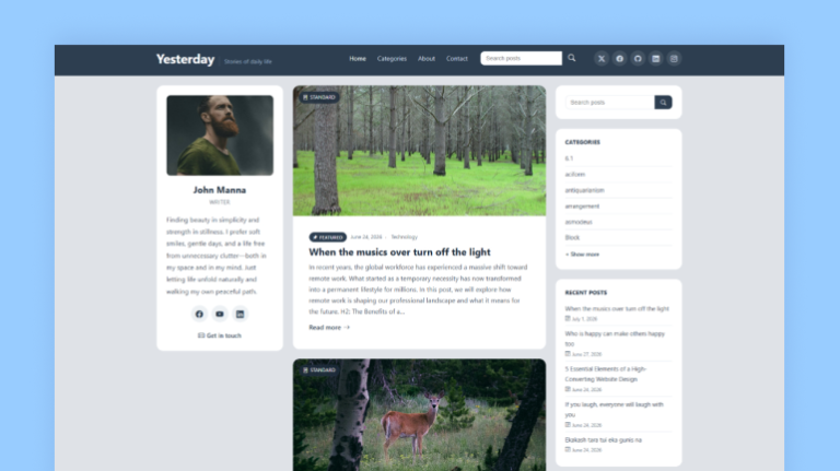 Yesterday – Classic WordPress Blog Theme